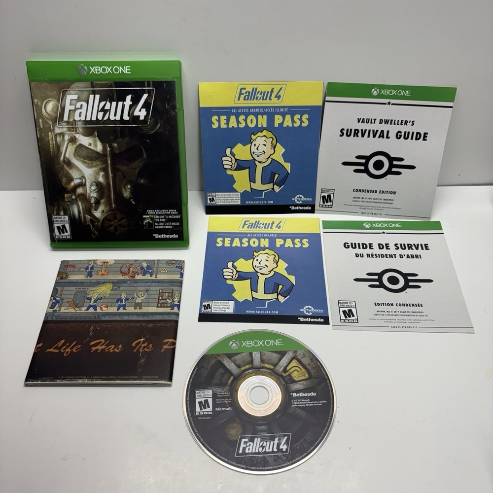 Fallout 4 (Microsoft Xbox One, 2015) Bethesda - Complete w/ Manual & Poster
